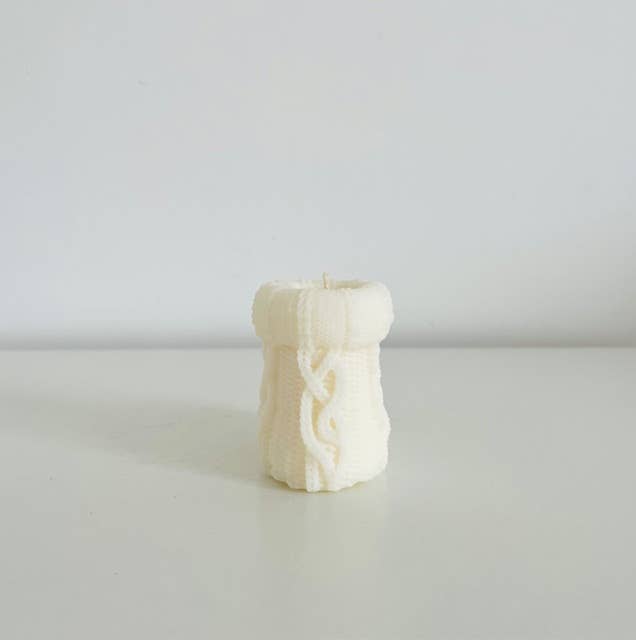 Wollschuh-Kerze Beige