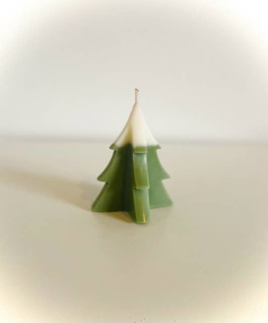 Weihnachtsbaum-Kerze Grün-Weiß