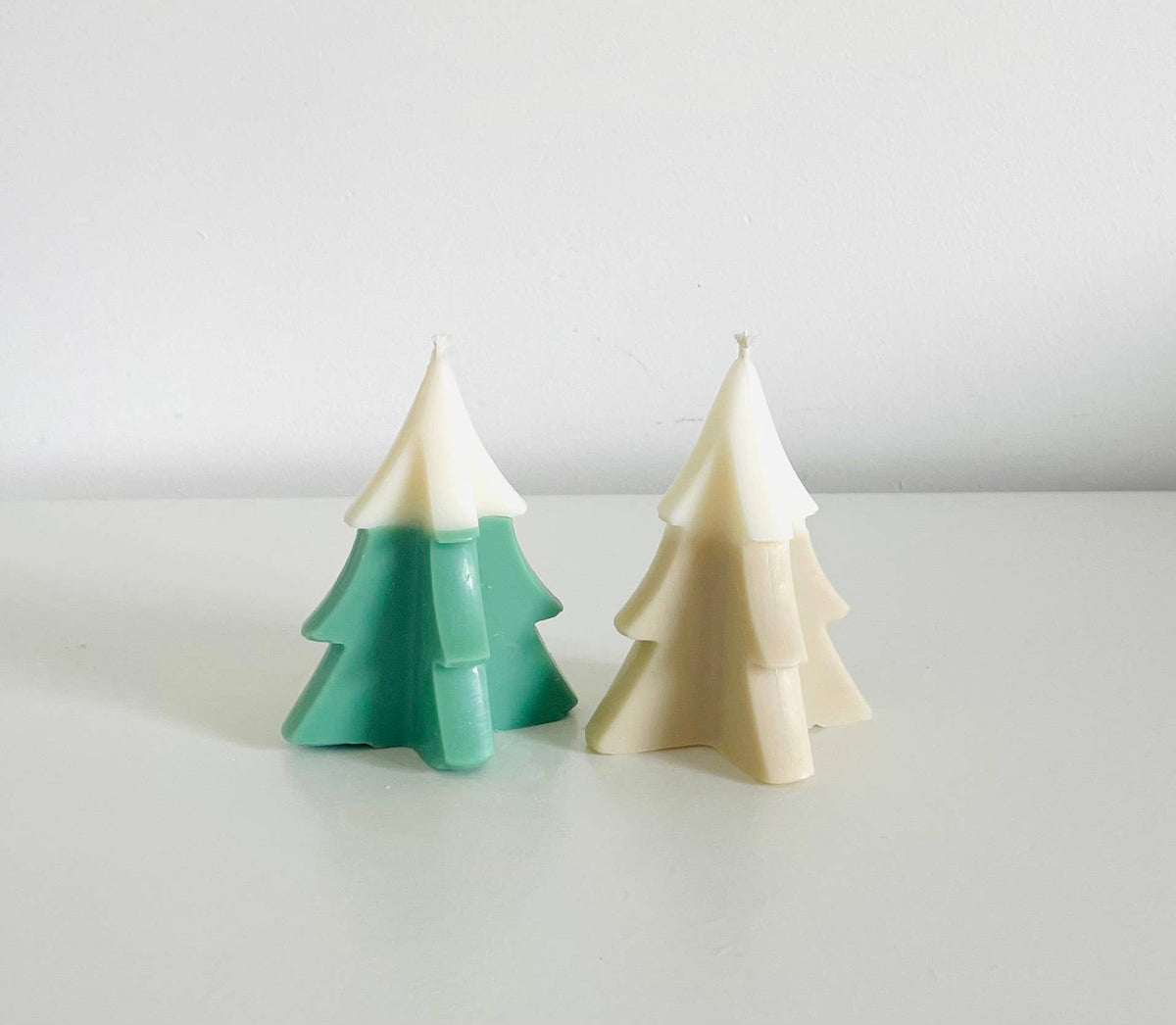 Weihnachtsbaum-Kerze Beige-Weiß