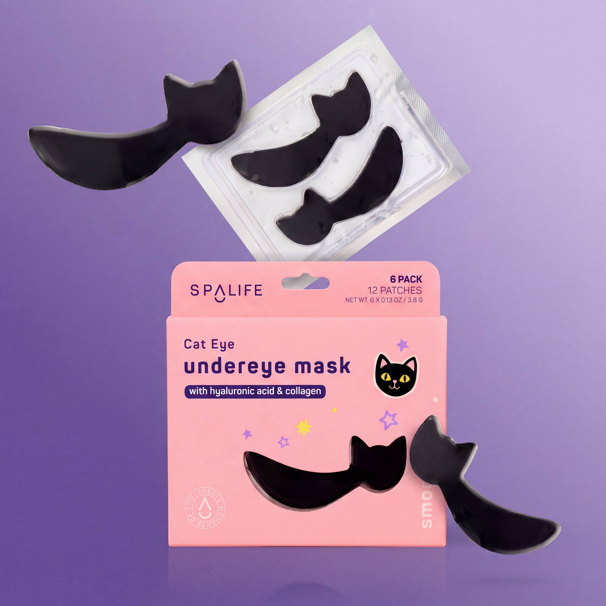 Katzen-Augenpads Halloween – Hydrogel Unteraugenmasken 6er-Pack