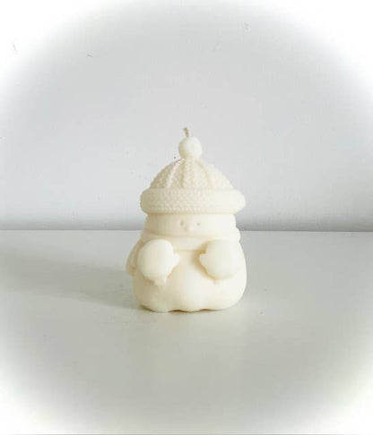 Schneemann-Kerze mit Schal