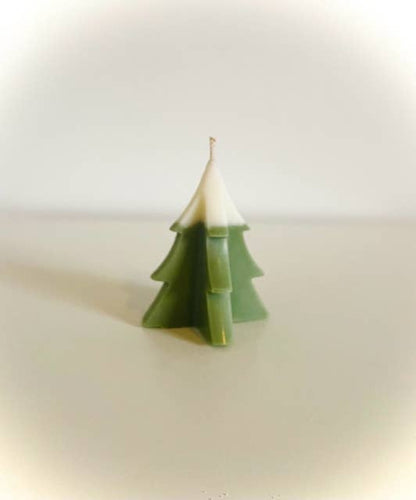 Weihnachtsbaum-Kerze Grün-Weiß