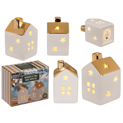 Leuchtendes Dolomit-Weihnachtshaus mit LED, 2er-Set