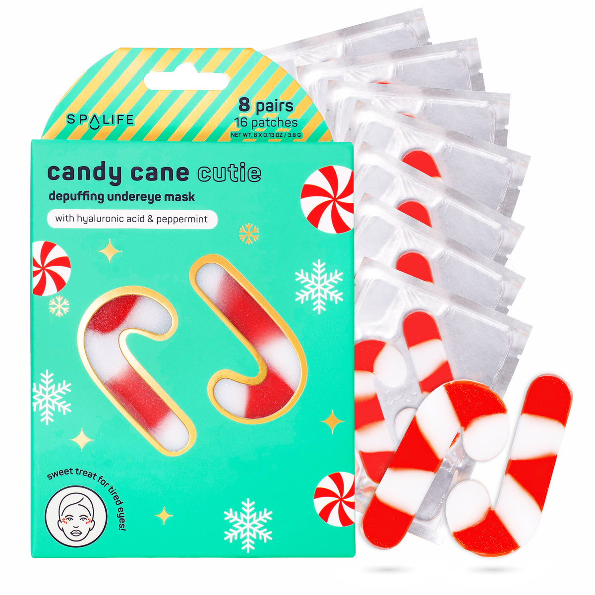 Weihnachtliche Zuckerstangen‑Cutie Unteraugen‑Pads | 8 Stk.