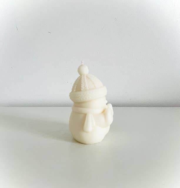 Schneemann-Kerze mit Schal
