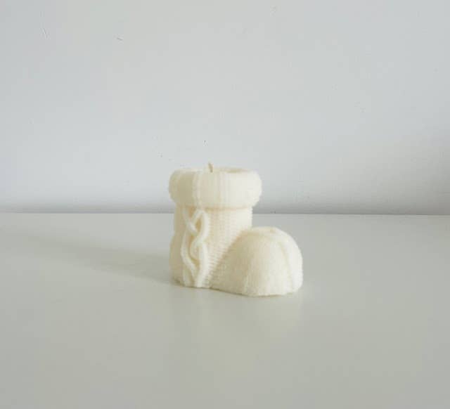 Wollschuh-Kerze Beige