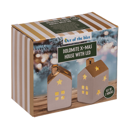 Leuchtendes Dolomit-Weihnachtshaus mit LED, 2er-Set