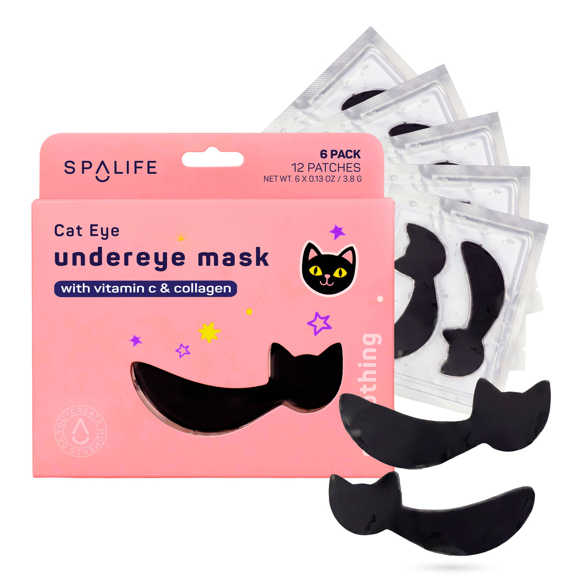Katzen-Augenpads Halloween – Hydrogel Unteraugenmasken 6er-Pack